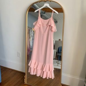 Sugar Lips MIDI Chiffon Light Pink Ruffle Dress